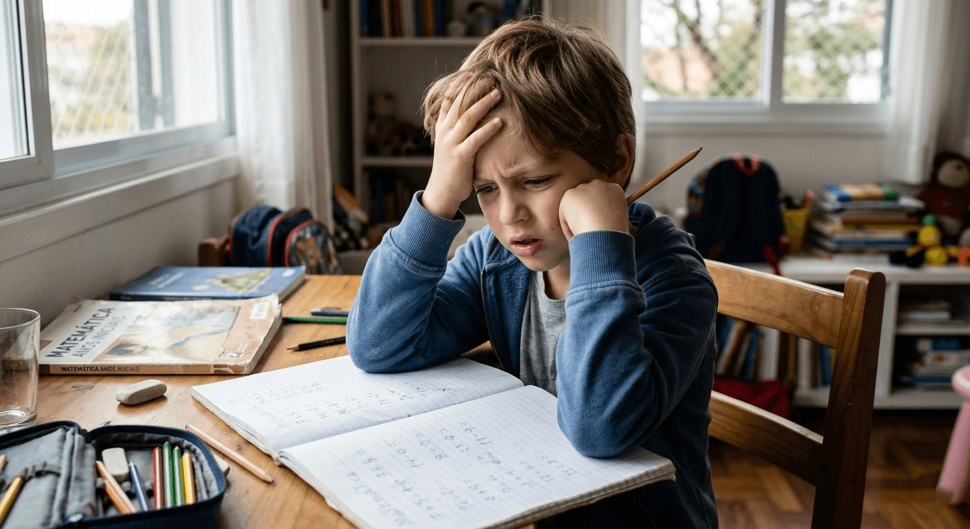 Criança com dificuldade em matemática